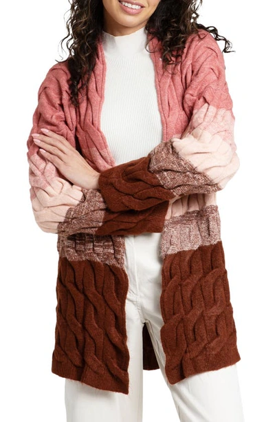 Saachi Coloblock Cable Knit Cardigan In Pink