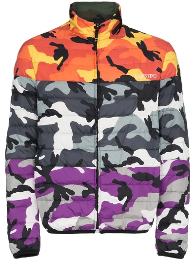 Valentino Reversible Camouflage-print Down Jacket In Multicolored