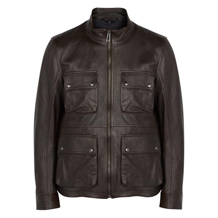 belstaff mens brown leather jacket