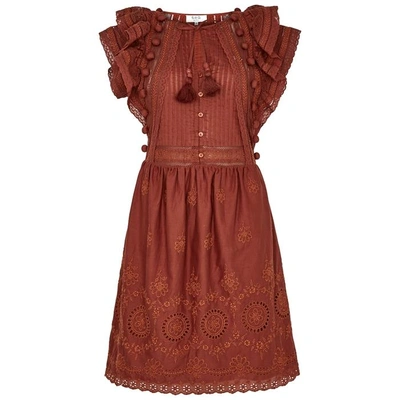 Sea Ny Sofie Embroidered Cotton Dress In Terracotta