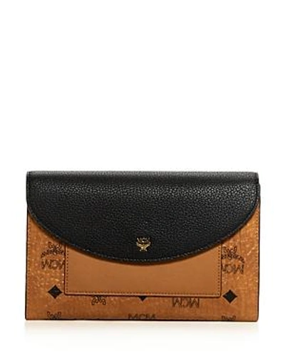 Mcm Large Visetos Leather Flap Wallet In Black