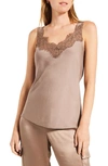 Nic + Zoe Lace Trim Satin Tank In Stucco