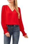 Cece Womens Sheer Chiffon Blouse In Red