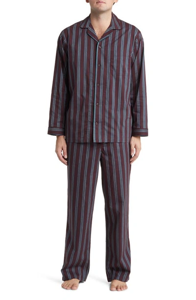 Nordstrom Plaid Poplin Pajamas In Burgundy Fudge Chandler Stripe