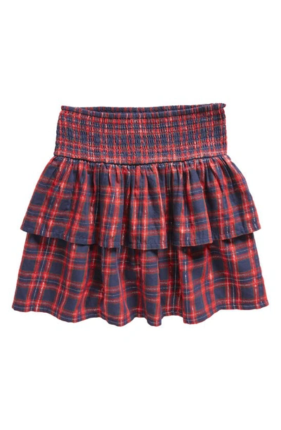 Nordstrom Kids' Tartan Smocked Tiered Skirt In Navy Peacoat Jordan Plaid