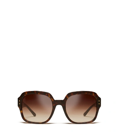 Tory Burch Reva 56mm Square Sunglasses - Dark Tortoise Gradient In Brown