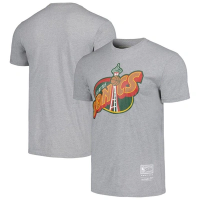 Mitchell & Ness Unisex  Heather Gray Seattle Supersonics Hardwood Classics Mvp Throwback Logo T-shirt