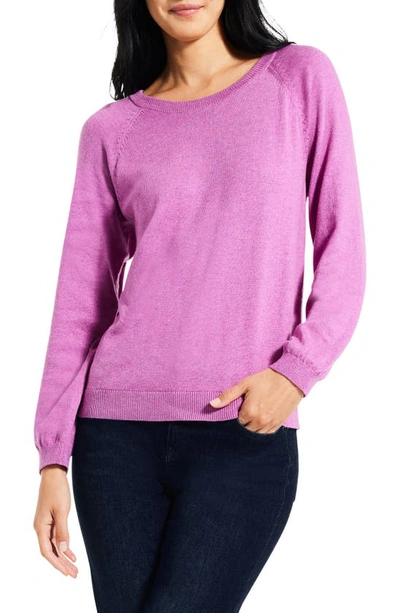 Nic + Zoe Here & There Cotton Blend Sweater In Vivid Magenta