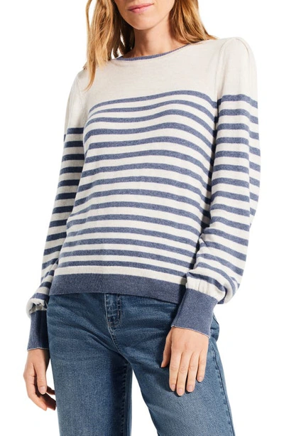 Nic + Zoe Stripe Sweater In Blue Multi