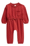 Tucker + Tate Babies' Print Fleece Romper In Red Sun Mini Dots