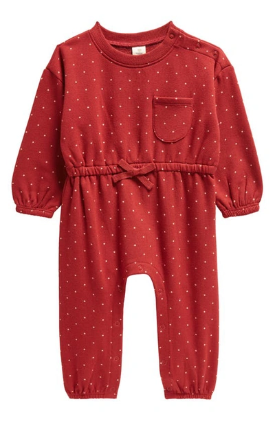 Tucker + Tate Babies' Print Fleece Romper In Red Sun Mini Dots