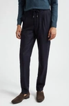 Thom Sweeney Casual Wool & Cashmere Twill Pants In Navy