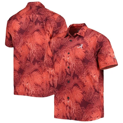 Tommy Bahama Crimson Alabama Crimson Tide Coast Luminescent Fronds Islandzone Button-up Camp Shirt