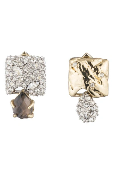 Alexis Bittar Mismatched Crystal Cluster Stud Earrings In Silver