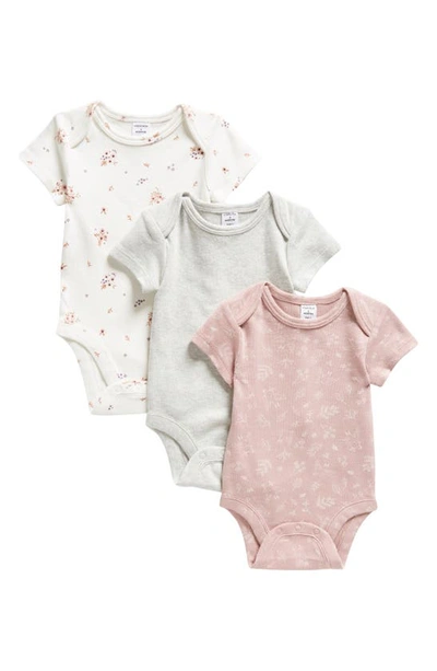 Nordstrom Babies' Assorted 3-pack Bodysuits In Pink Timber Floral Pack