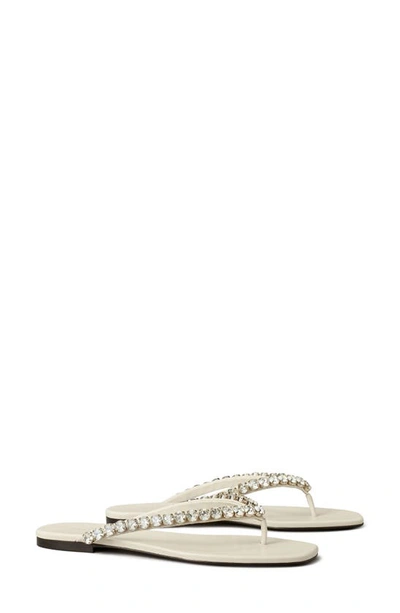 Tory Burch Crystal Sandal In New Ivory