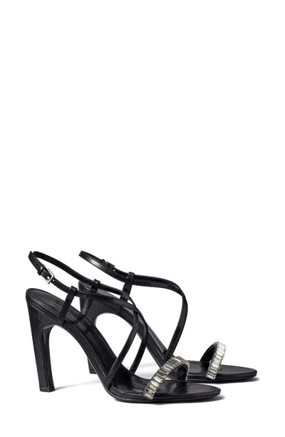 Tory Burch Crystal Strappy Sandal In Black