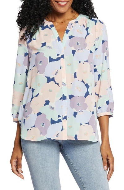 Nydj High-low Crepe Blouse In Rosemount