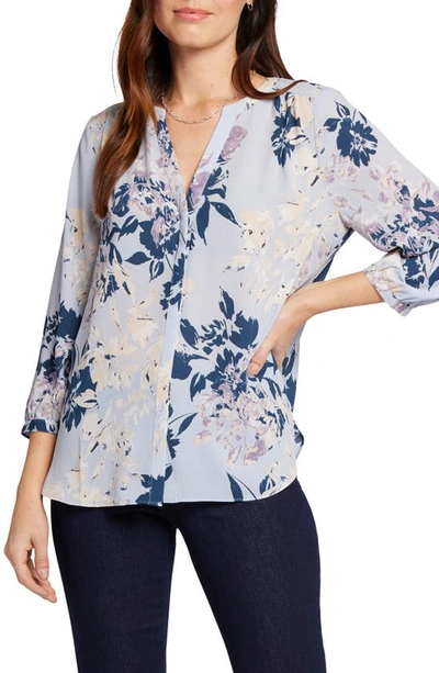 Nydj High-low Crepe Blouse In Valley Faire