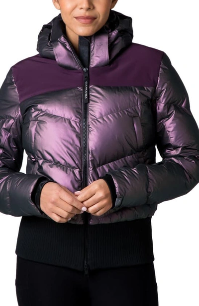 Capranea Starlex Hooded Ski Bomber Jacket In Blackberry Metallic