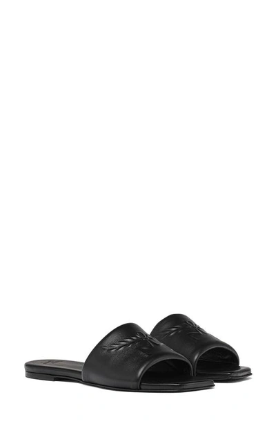 Mcm Embossed Slide Sandal In Black