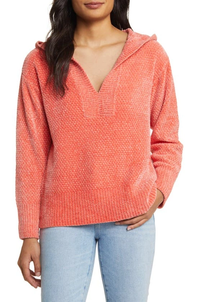 Tommy Bahama Island Luna Chenille Hoodie In Pure Coral