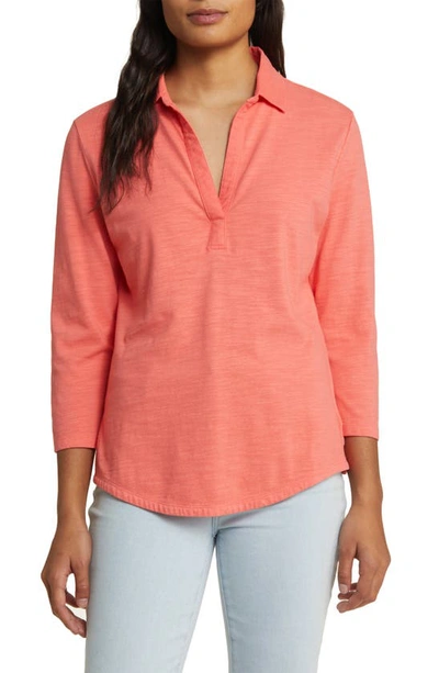 Tommy Bahama Ashby Isles Cotton Jersey Popover Top In Pure Coral
