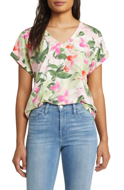 Tommy Bahama Kaui Legacy Blooms V-neck T-shirt In Coconut