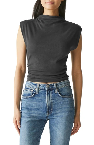 Michael Stars Amara Ruched Cowl Neck Rib T-shirt In Oxide