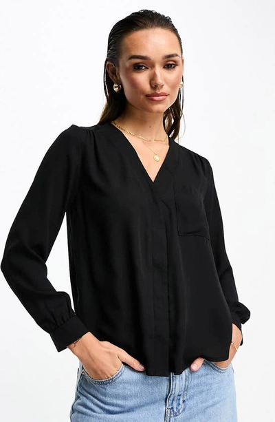Asos Design V-neck Shirt In Black