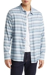 Travismathew Cloud Flannel Button-up Shirt In Ash Blue/ Total Eclipse