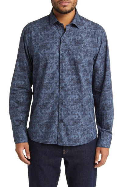 Robert Barakett Brockhalls Cotton Button-up Shirt In Blue