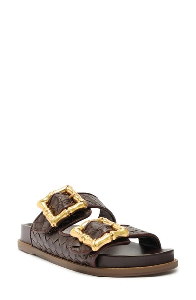 Schutz Enola Woven Strap Sandal In Dark Chocolate