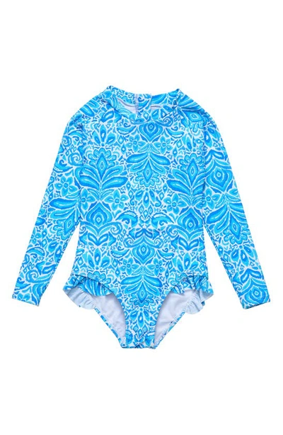 Snapper Rock Kids' Santorini Blue Long Sleeve Surf Suit