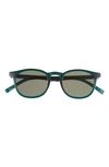 Le Specs Club Royale 48mm Round Sunglasses In Bottle Green