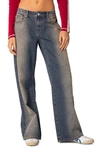 Edikted Raelynn Wide Leg Jeans In Brown-washed