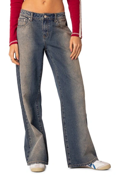 Edikted Raelynn Wide Leg Jeans In Brown-washed