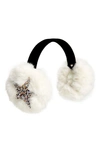 Surell Kids' Sparkle Appliqué Faux Fur Earmuffs In White/ Multi Star