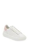 Stuart Weitzman Pro Sleek Sneaker In White/ Pink Calf Leather