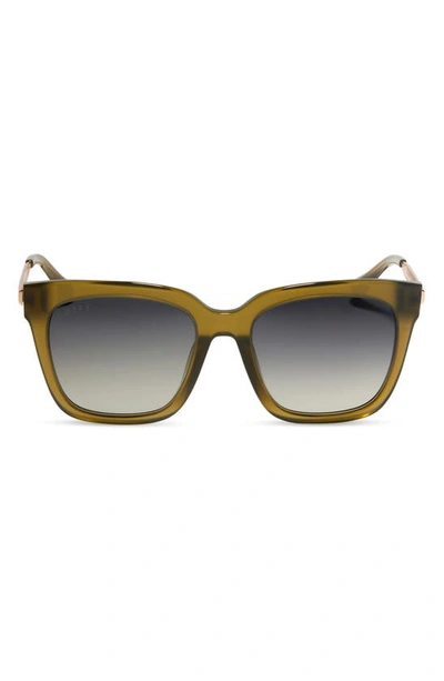 Diff Bella 54mm Gradient Square Sunglasses In Olive/ Grey Gradient