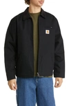 Carhartt Detroit Organic Cotton Canvas Worker Jacket In Black/black Heavy Stone Wash