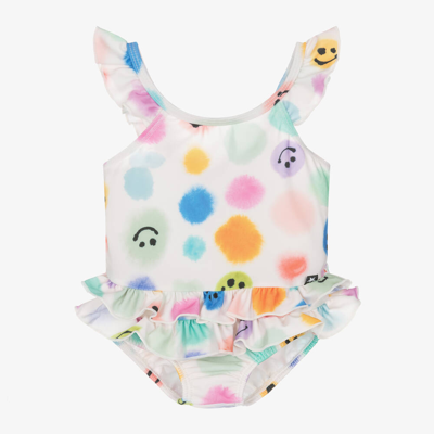 Molo Babies' Girls Ivory Happy Face Swimsuit (upf50+)
