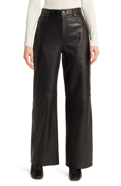 Reformation Veda Cary Wide Leg Leather Pants In Black