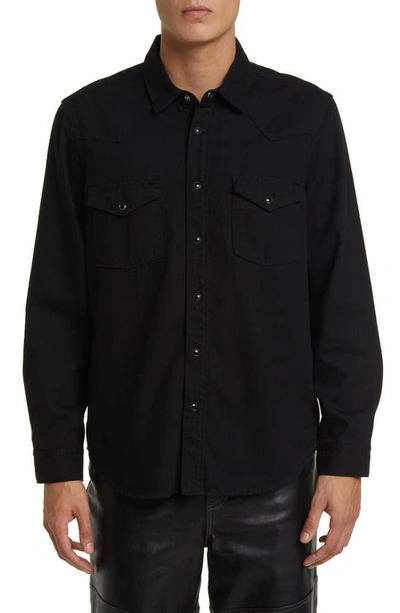 Frame Western Denim Button-up Shirt In Black