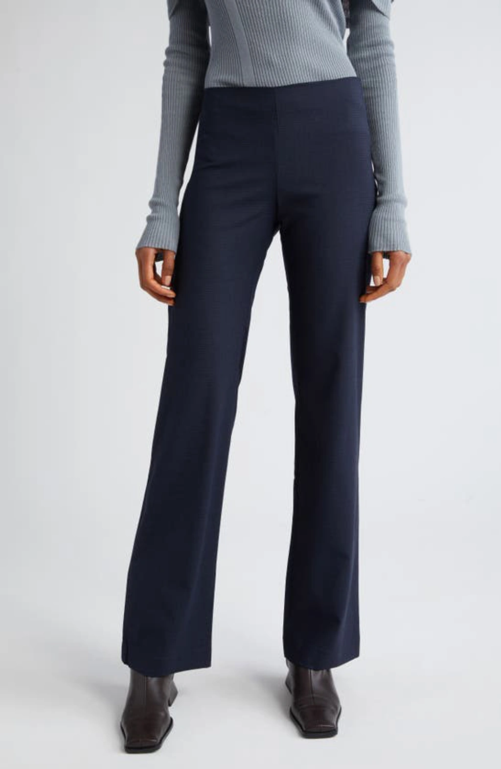Paloma Wool Tropez Microcheck Wool Blend Pants In Dark Navy | ModeSens
