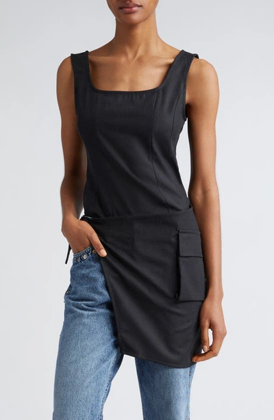 Paloma Wool Kemto Sleeveless Top With Skirt Overlay In Dark Grey