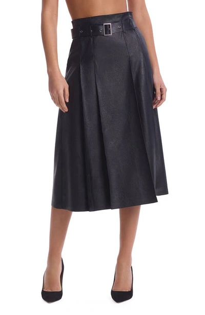 Commando Pleated Faux Leather Midi Skirt In Black