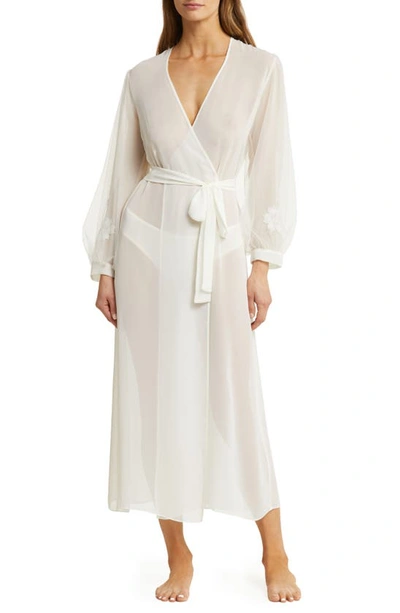 Rya Collection Beloved Balloon Sleeve Sheer Chiffon Robe In Ivory