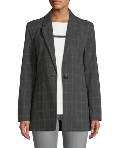 T Tahari Paola Long Blazer In Gray Malange