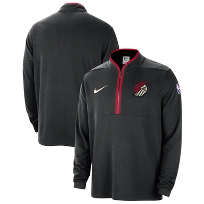 Nike Portland Trail Blazers 2023/24 City Edition  Men's Dri-fit Nba 1/2-zip Long-sleeve Top In Black